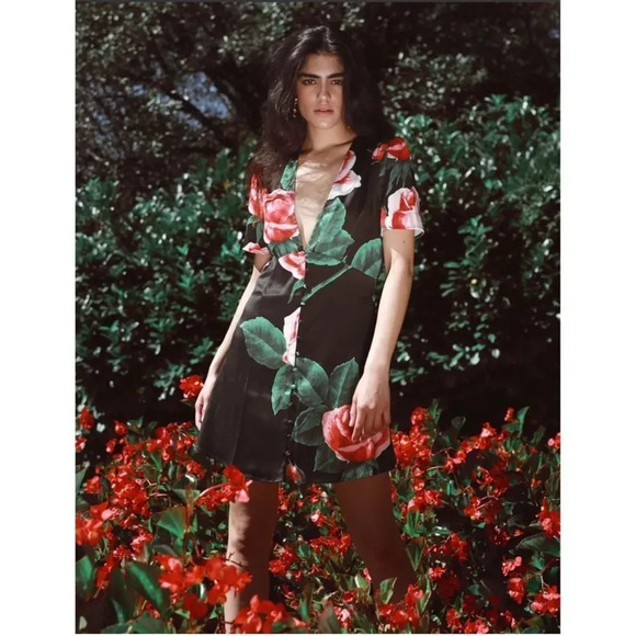 LPA  189 silk Dress in Black Rose - Picture 14 of 14